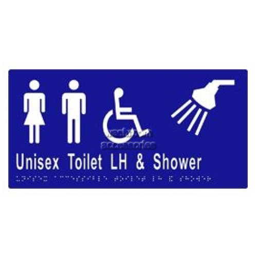 ML16297 Braille Sign, Unisex Accessible Toilet and Shower Sign Left Hand
