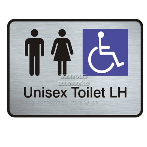 View VISS-UAT Unisex Accessible Toilet Left Hand Sign with Braille details.