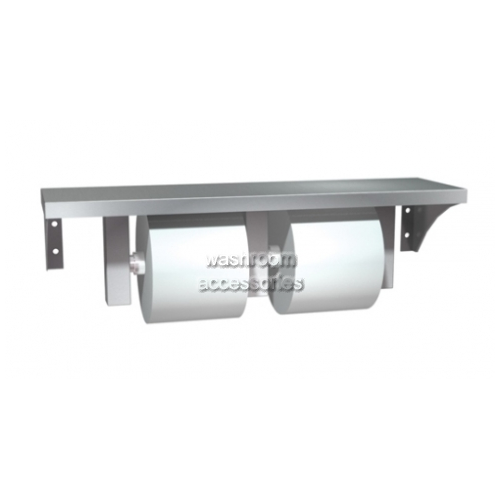 View 10-0697-GAL Double Toilet Roll Holder with Shelf details.