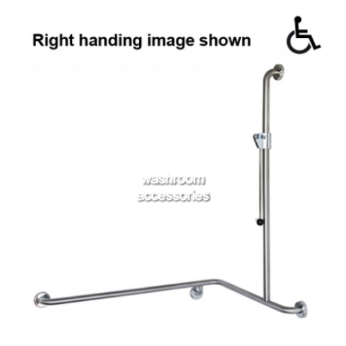 View GCS34 Shower Grab Rail with Slider and Handle, 1000 x 760 x 1100mm details.