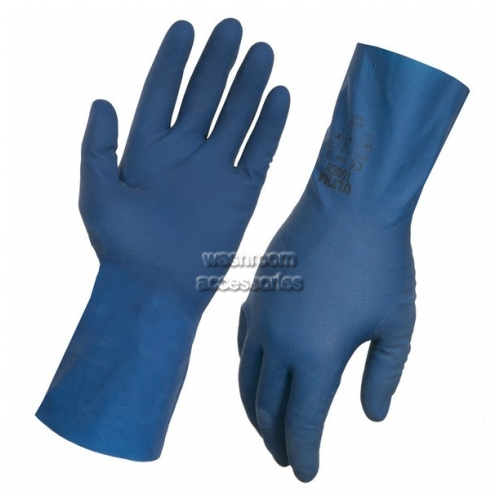 View Rubber Gloves Blue Slick Lined 30cm - LAST STOCK details.