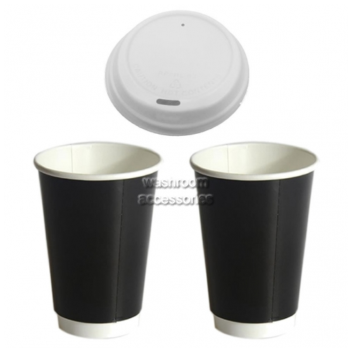View 8oz Disposable Coffee Cup and Lids Pack details.