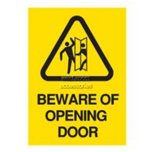 View A4 Safety Sign - Beware Of Opening Door details.