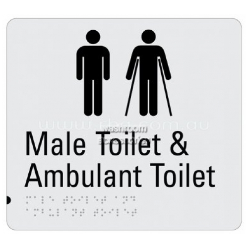 View Braille Sign RBA4330-829 Male Toilet and Ambulant Toilet Sign details.