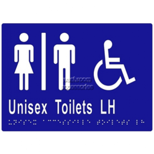 View ML16220 Braille Sign, Unisex Accessible Toilet Divided Left Hand details.