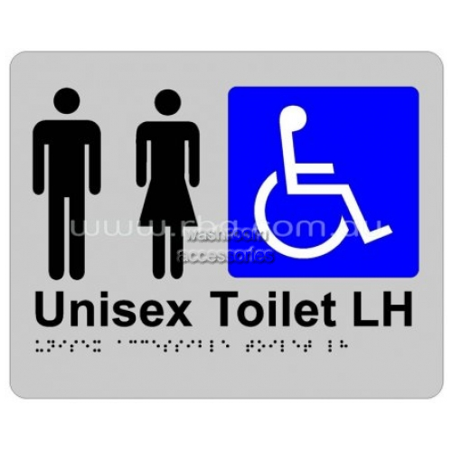 View Braille Sign RBA4330 Unisex Disabled Toilet Left Hand details.