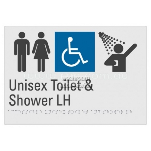 View Braille Sign RBA4330 Unisex Toilet and Shower LH details.
