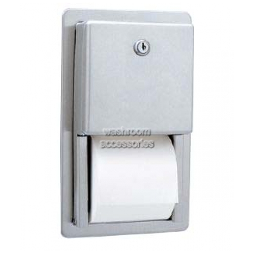 View B3888 Double Toilet Roll Dispenser Recessed details.