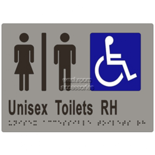 View ML16221 Braille Sign, Unisex Accessible Toilet Divided RH Transfer details.