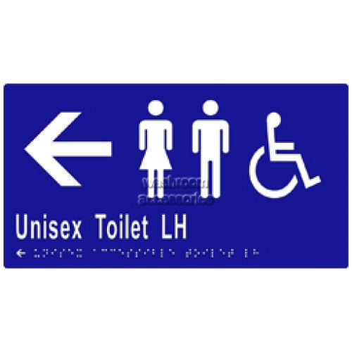 View ML16232 Braille Sign, Unisex Accessible Toilets LH and Arrow details.