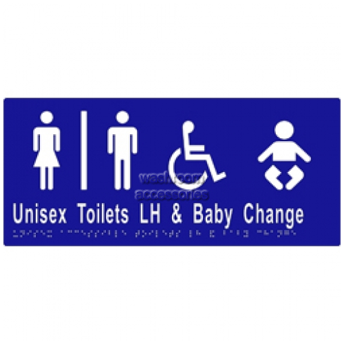 View ML16283 Braille Sign, Unisex Accessible Toilets Divided LH and Baby Change details.