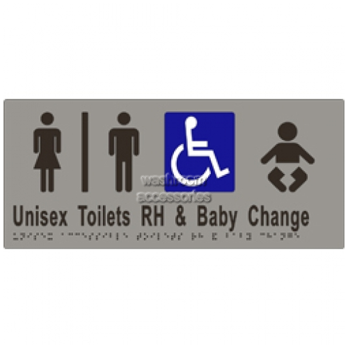 View ML16284 Braille Sign, Unisex Accessible Toilets Divided RH and Baby Change details.