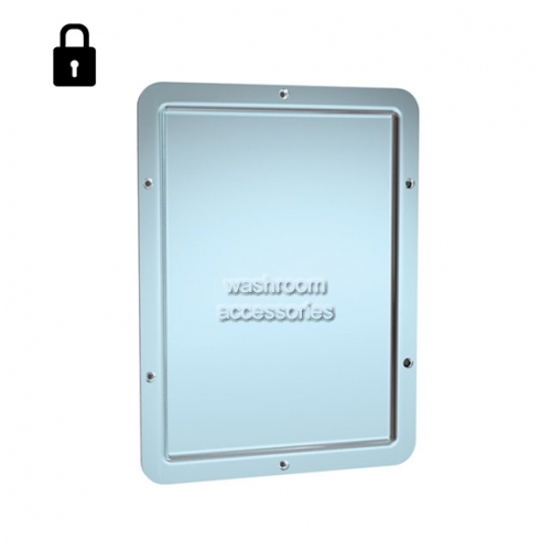 10-107 Framed Steel Mirror One Piece Front Mounting Round Corners