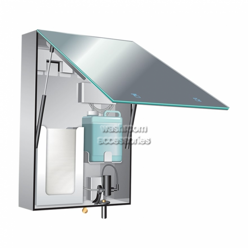 View BTM Cabinet with Mirror, Liquid Dispenser and Towel Dispenser details.