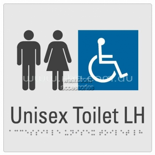 View Braille Sign RBA4330 Unisex Disabled Toilet Sign LH details.