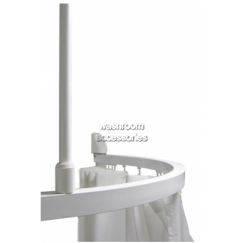 View 9528 Curved Shower Curtain Track in Silver with Hooks details.