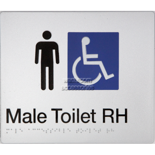 View MDTRH Male Accessible Toilet Sign Right Hand Braille details.
