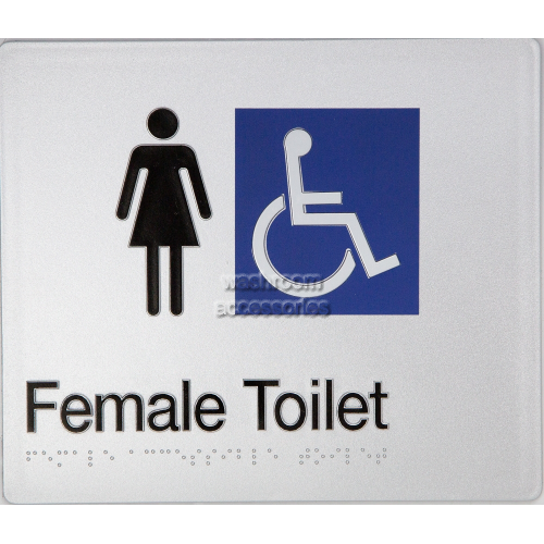 View FDT Female Accessible Toilet Sign Braille details.