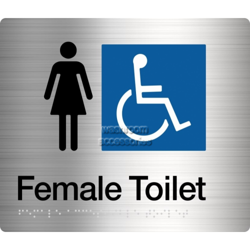 View FDT Female Accessible Toilet Sign Braille details.