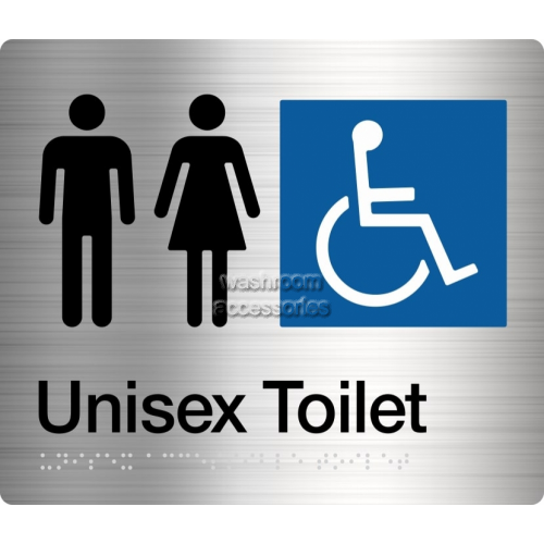 View MFDT Unisex Accessible Toilet Sign Braille details.