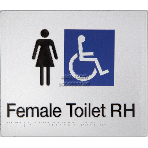 View FDTRH Female Accessible Toilet Right Hand Sign Braille details.