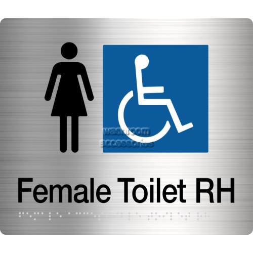 View FDTRH Female Accessible Toilet Right Hand Sign Braille details.
