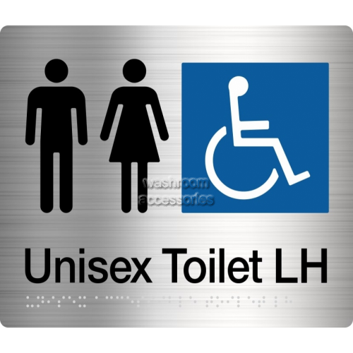 MFDTLH Unisex Disabled Toilet Sign Left Hand Braille