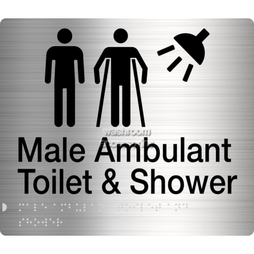 View MMATS Male, Male Ambulant Toilet and Shower Sign Braille details.