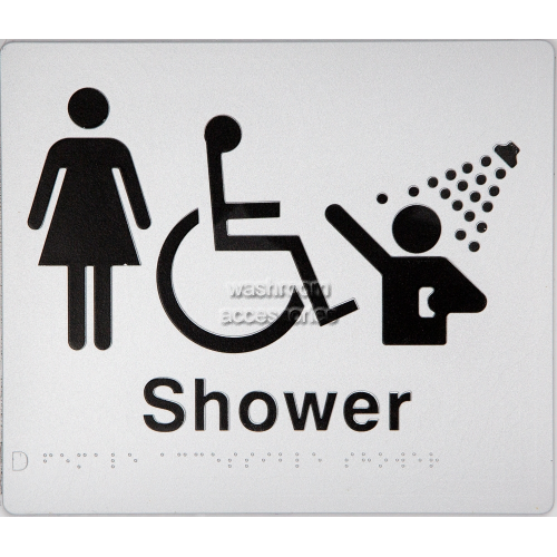 View FDS Female Accessible Shower Sign Braille details.