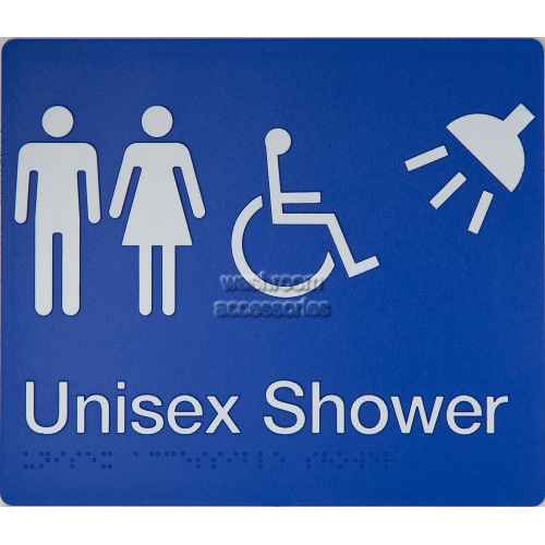 View MFDS Unisex Accessible Shower Sign Braille details.