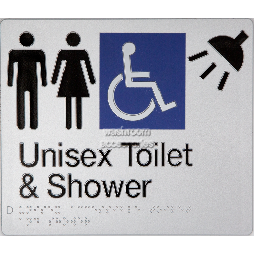 MFDTS Accessible Unisex Toilet and Shower Sign Braille