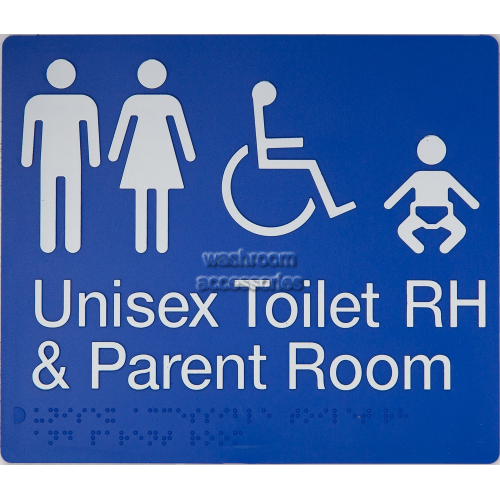 View MFDTPRH Unisex Accessible Toilet Right Hand and Parent Room Sign Braille details.