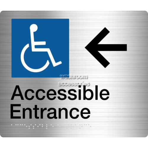 View Accessible Entrance Left Hand Arrow Sign Braille details.