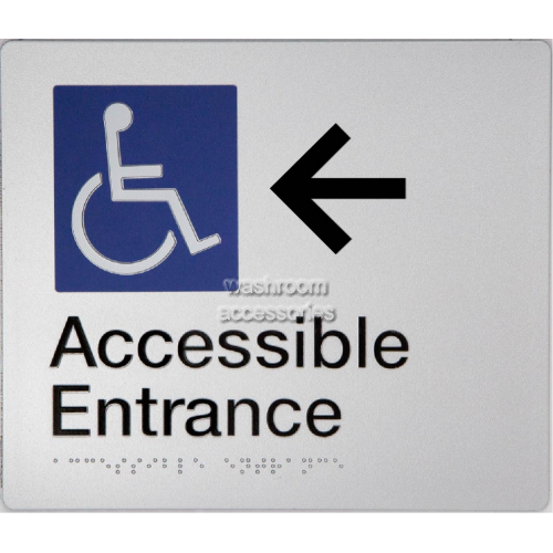 View Accessible Entrance Left Hand Arrow Sign Braille details.