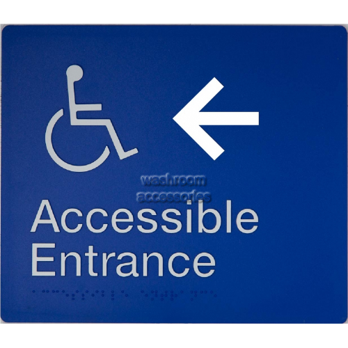 Accessible Entrance Left Hand Arrow Sign Braille