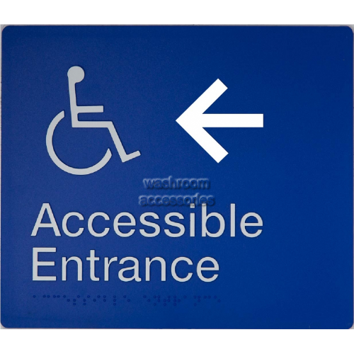 View Accessible Entrance Left Hand Arrow Sign Braille details.
