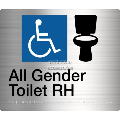 View All Gender Accessible Toilet RH Sign Braille details.