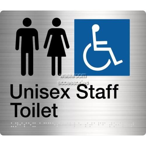 View Unisex Accessible Staff Toilet Amenity Sign Braille details.
