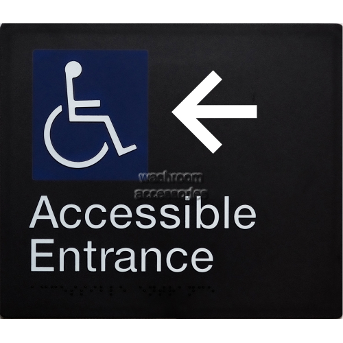 View Accessible Entrance Left Hand Arrow Sign Braille details.
