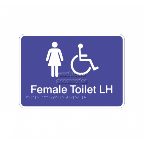 View Female Accessible Toilet Left Hand Acrylic Braille Sign - LAST STOCK details.