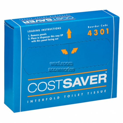 4301 Interfold Toilet Tissue Paper 200 Sheets White 1 ply