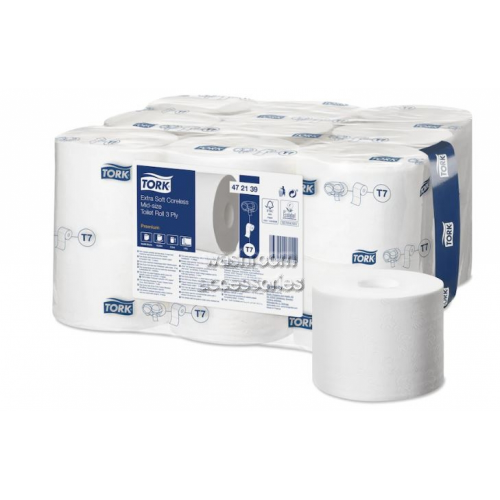 View 472139 Extra Soft Coreless Mid-Size Toilet Roll 550 sheets details.