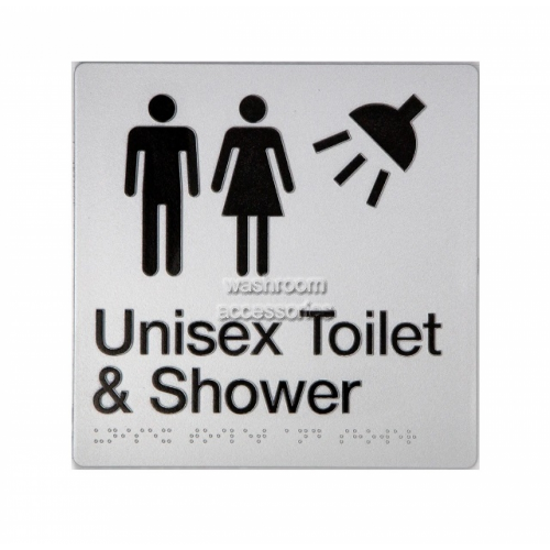 View MFTS Unisex Toilet and Shower Sign Braille details.