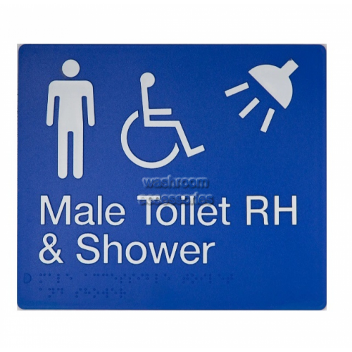 View MDTSRH Accessible Male Toilet Right Hand and Shower Sign Braille details.