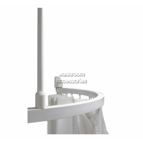 9528W Curved Shower Curtain Track in White with Hooks