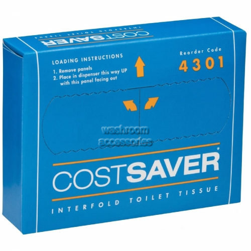 4301 Interfold Toilet Tissue Paper 200 Sheets White 1 ply