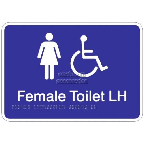 View Female Accessible Toilet Left Hand Acrylic Braille Sign - LAST STOCK details.