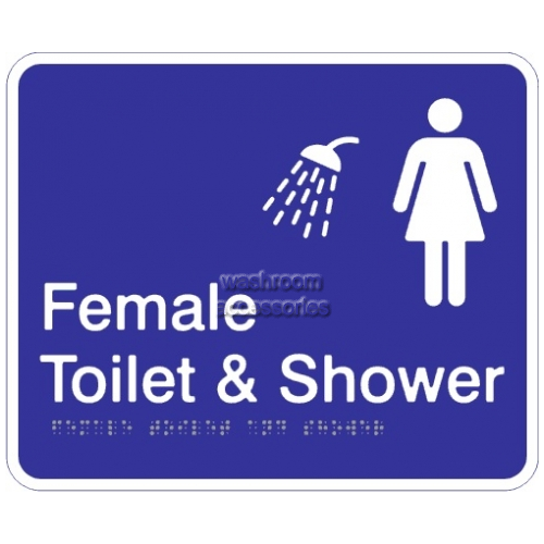 Female Toilet and Shower Acrylic Braille Sign - LAST STOCK